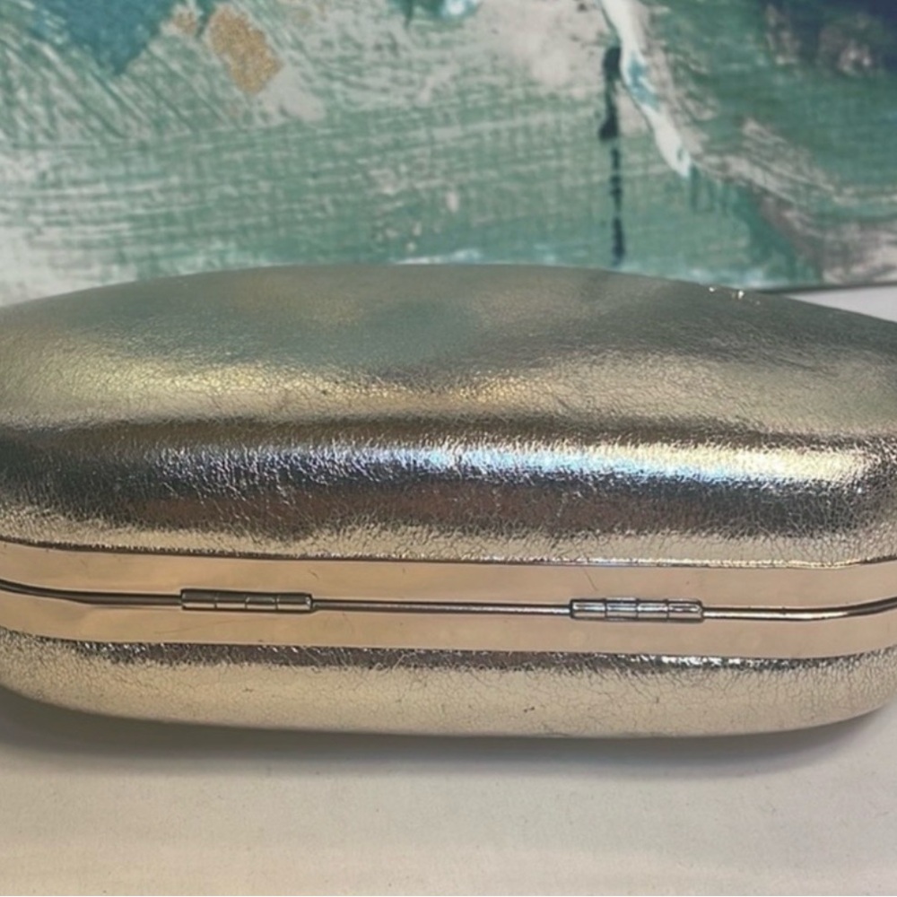 RSVP/Charming Charlie Metallic Gold Clutch with crossbody strap - Picture 10 of 13